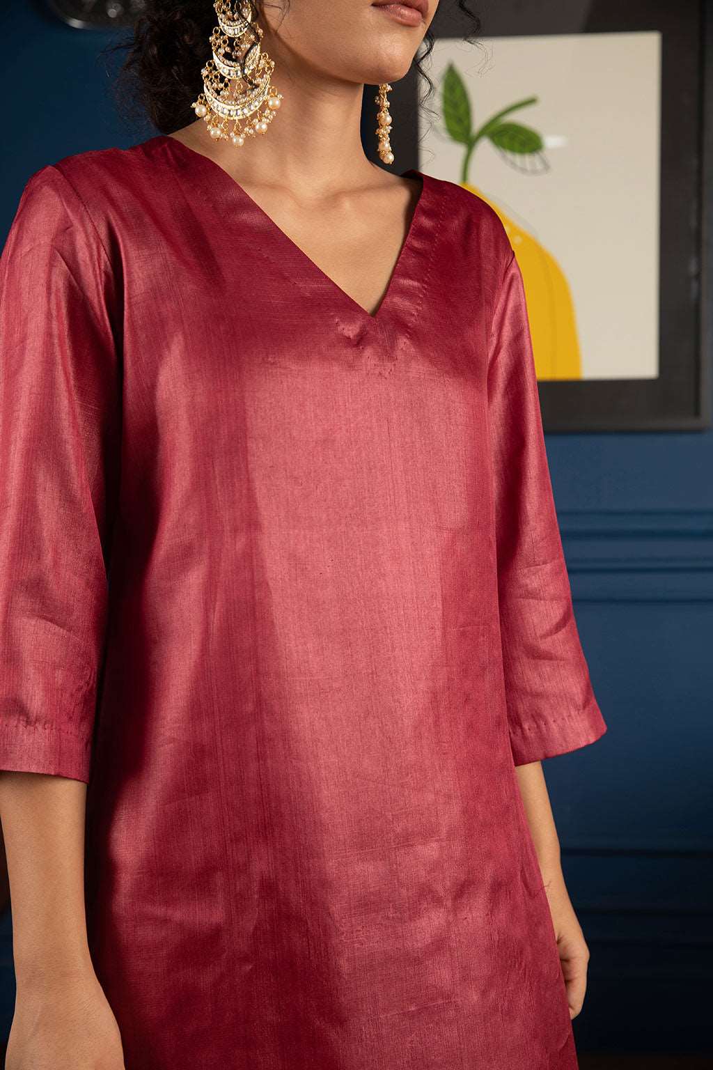 Tussar silk clearance churidar neck designs